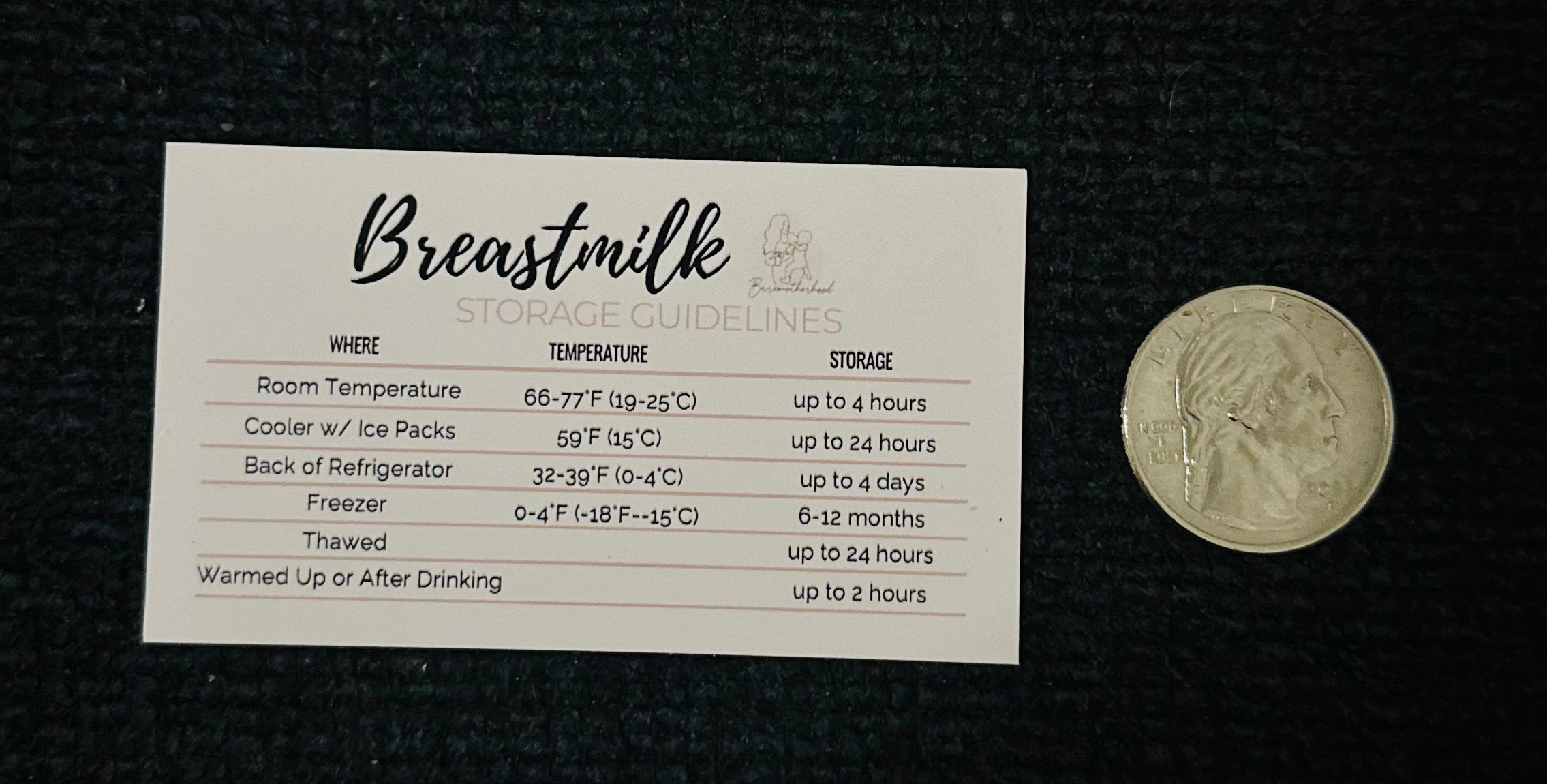 Mini Breastmilk Storage Guidelines Magnet